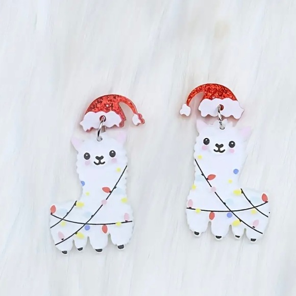 Alpaca Christmas Earrings - Picture 4 of 4